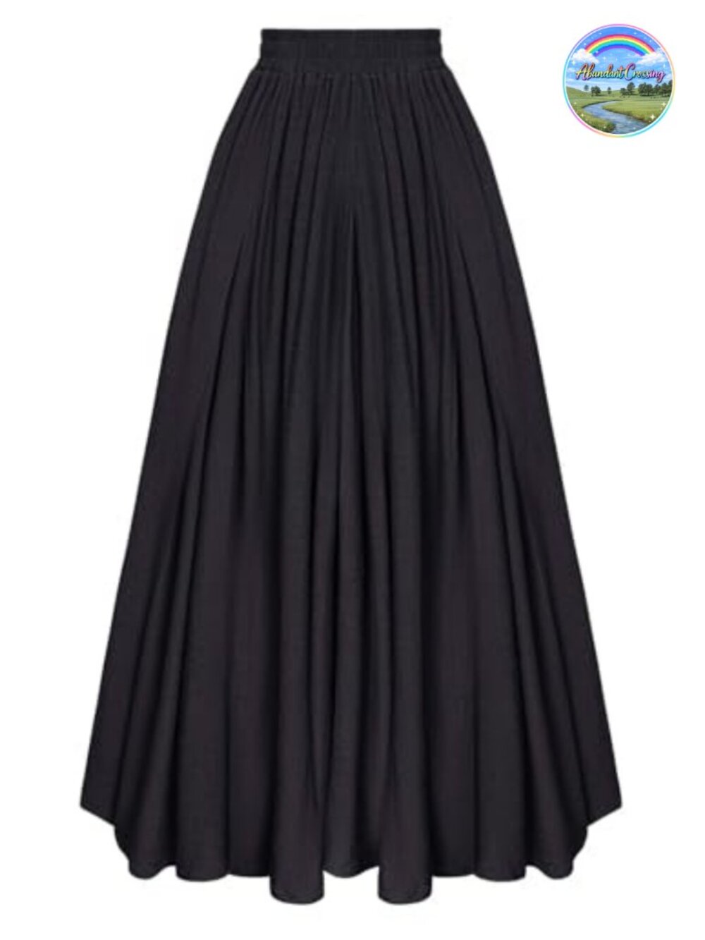 Flowy Boho Maxi Skirt A-Line Elastic Waist Side Pockets Renaissance